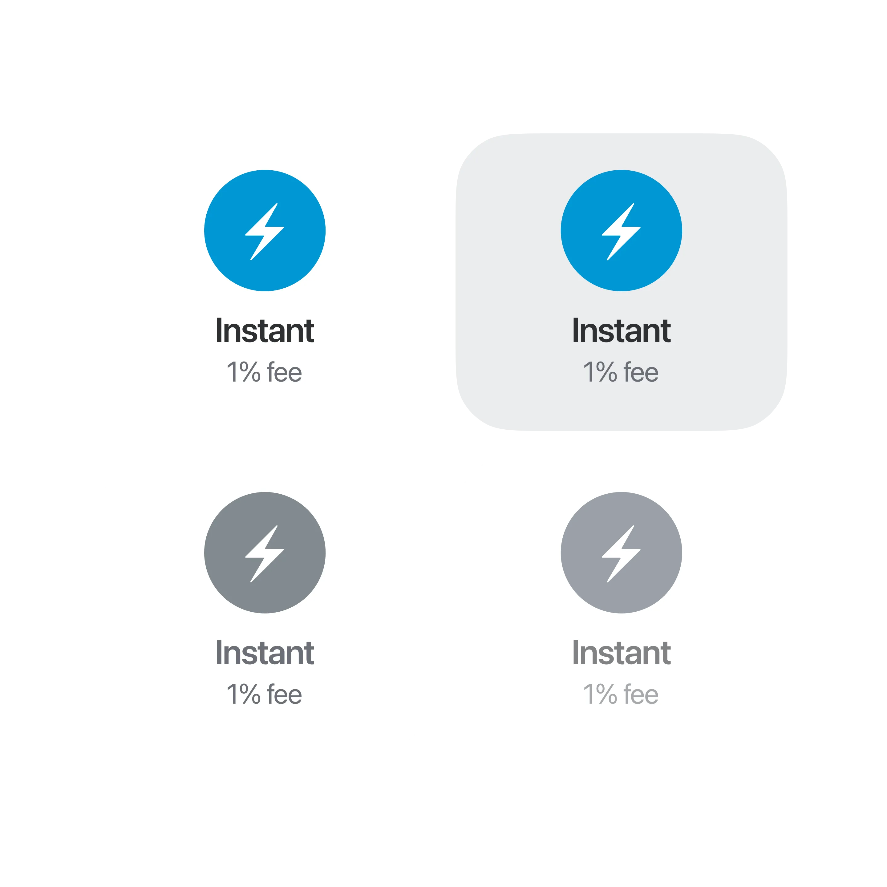 Instant transfer selection states